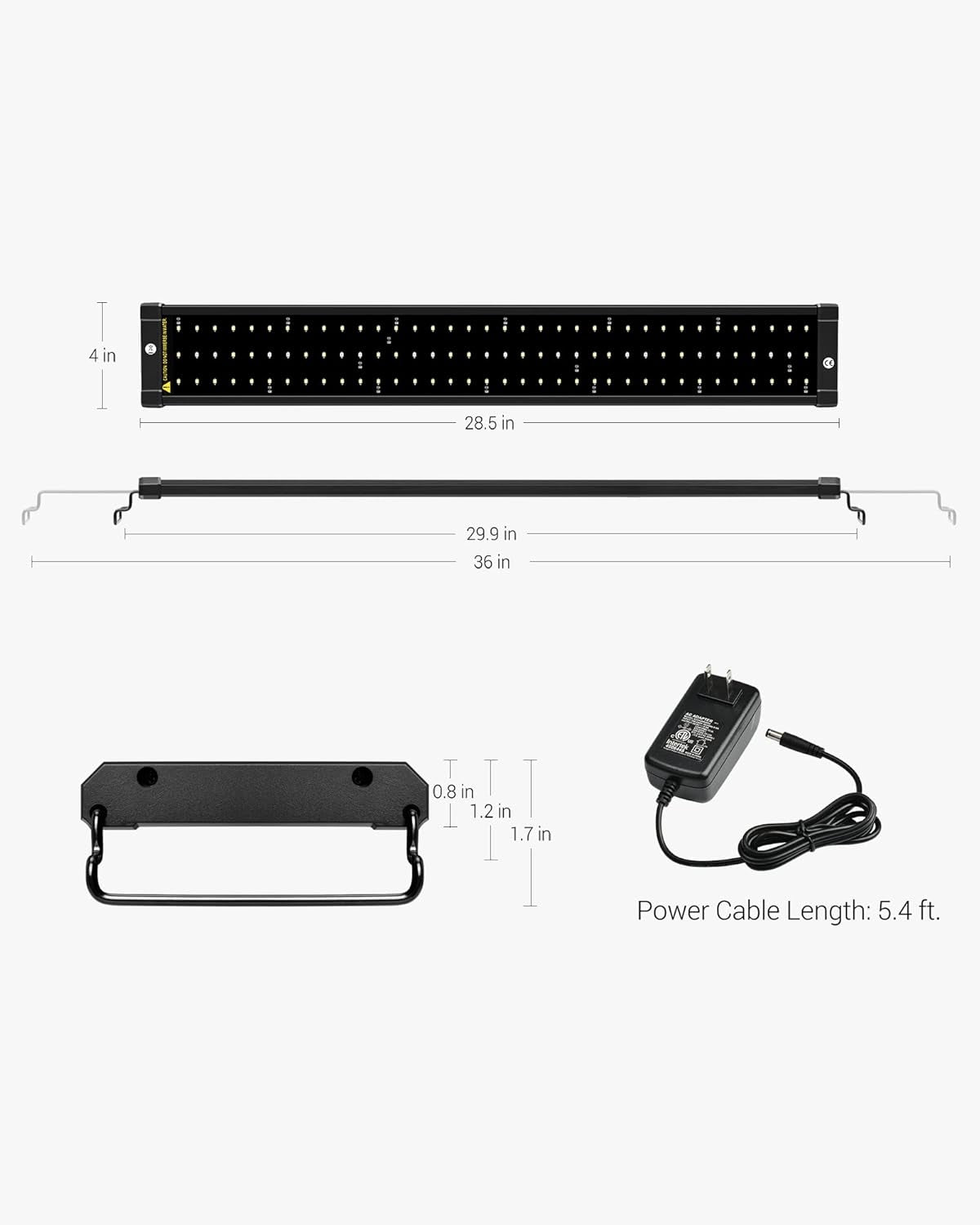 Classicled Aquarium Light, Fish Tank Light with Extendable Brackets, White and Blue Leds, Size 28 to 36 Inch, 18 Watts