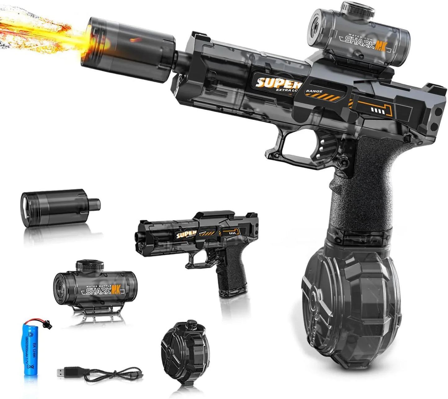Electric Water Gun,Full Automatic Electric Squirt Gun 28-32 FT Range Water Pistol Blaster Soaker,Water Playing Toys for Outdoor Yard Beach Pool(Light Black)