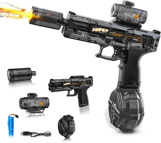 Electric Water Gun,Full Automatic Electric Squirt Gun 28-32 FT Range Water Pistol Blaster Soaker,Water Playing Toys for Outdoor Yard Beach Pool(Light Black)