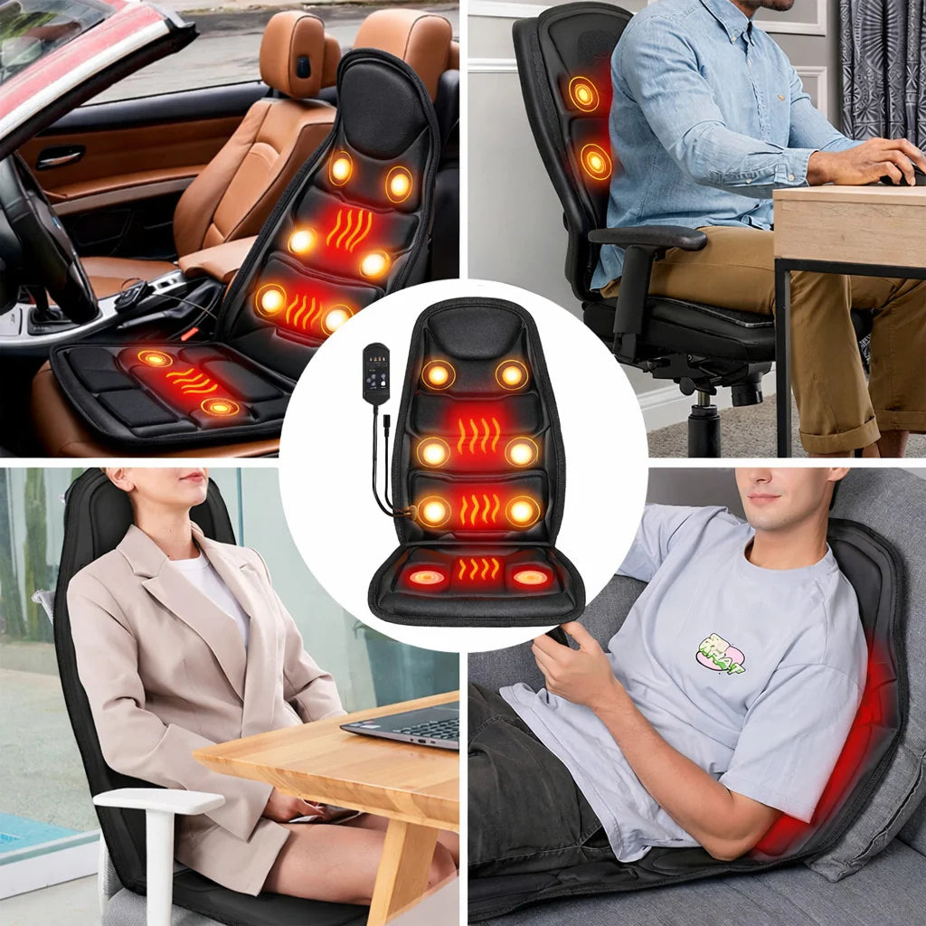 Massage Seat Cushion with Heated Back Neck Body Massager Chair for Home Office