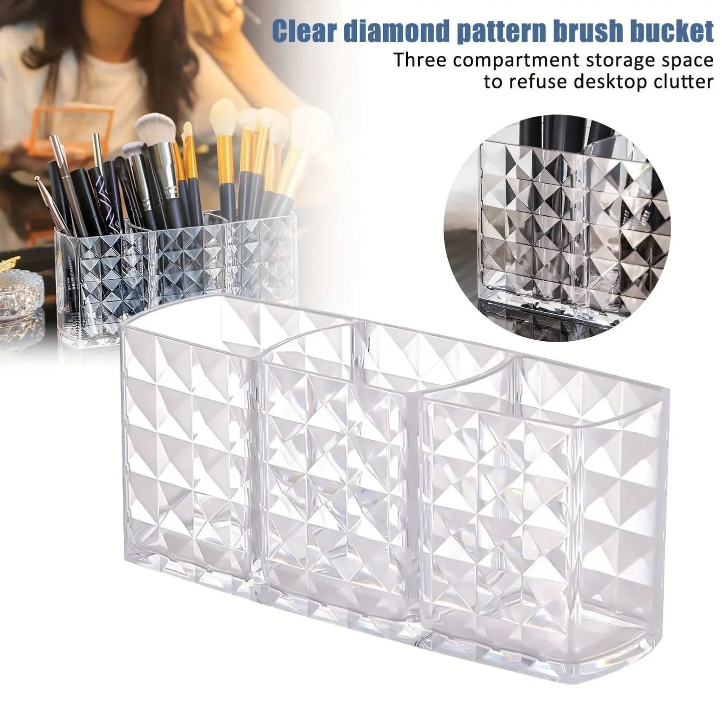 Summer Acrylic Cosmetics with Compartment, Clear Makeup Organizer, Makeup Tool Organizer, Makeup Brush Holder for Office Desk