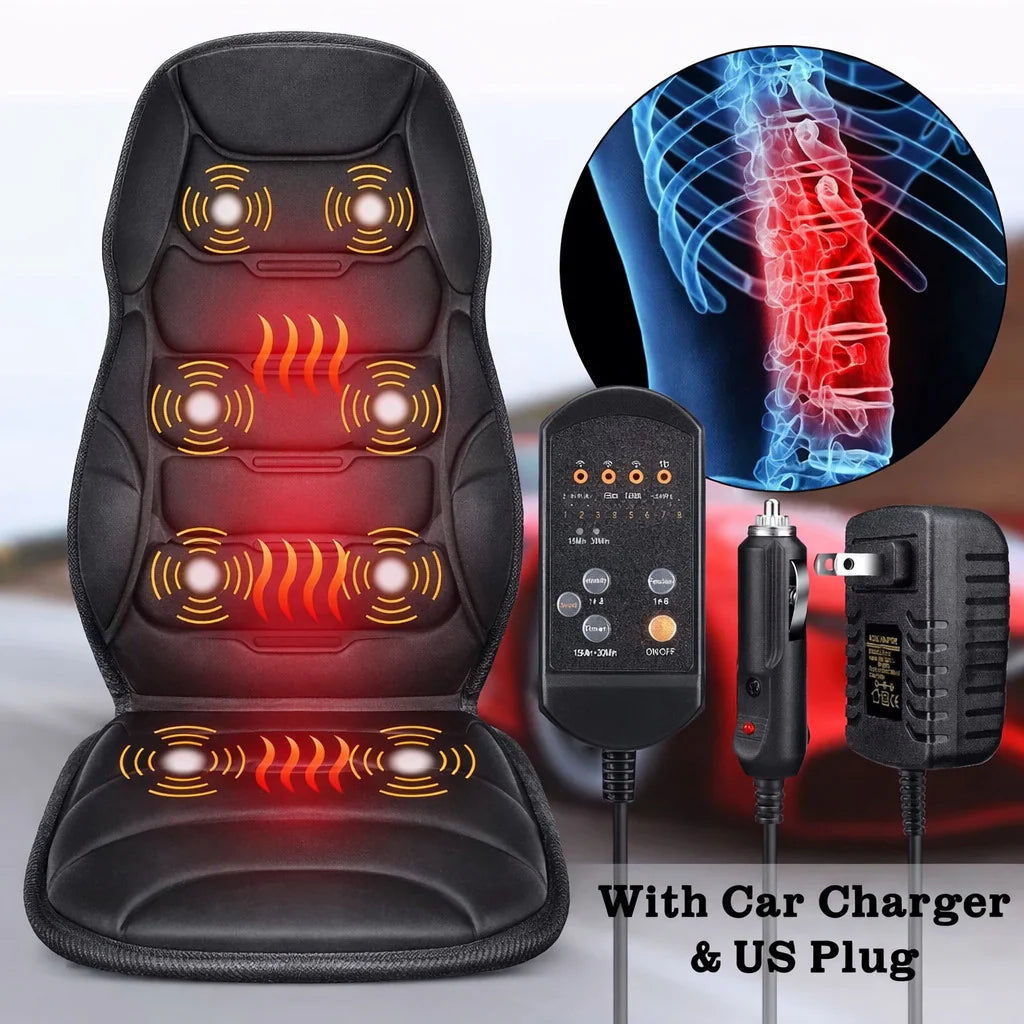 Massage Seat Cushion with Heated Back Neck Body Massager Chair for Home Office