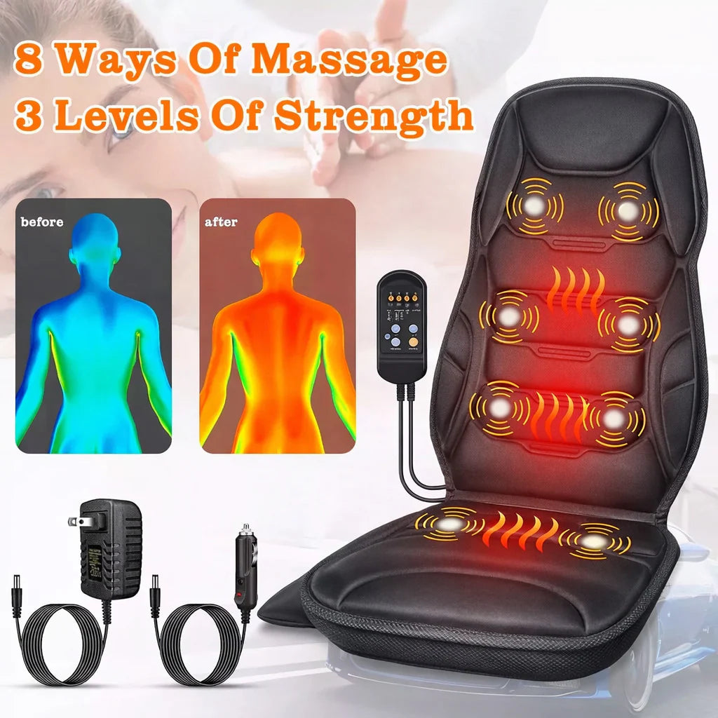 Massage Seat Cushion with Heated Back Neck Body Massager Chair for Home Office